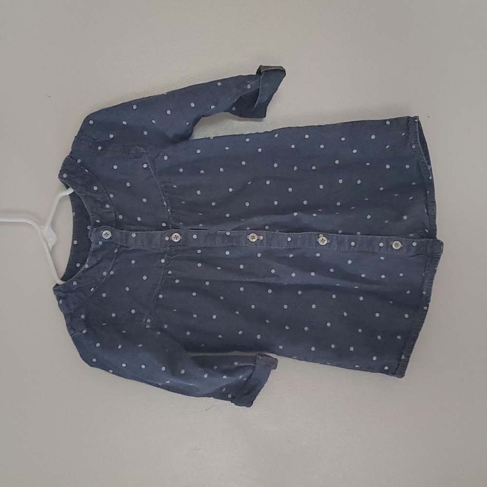 Carter's, 4T, denim, polka dot, long-sleeve, dress, cotton